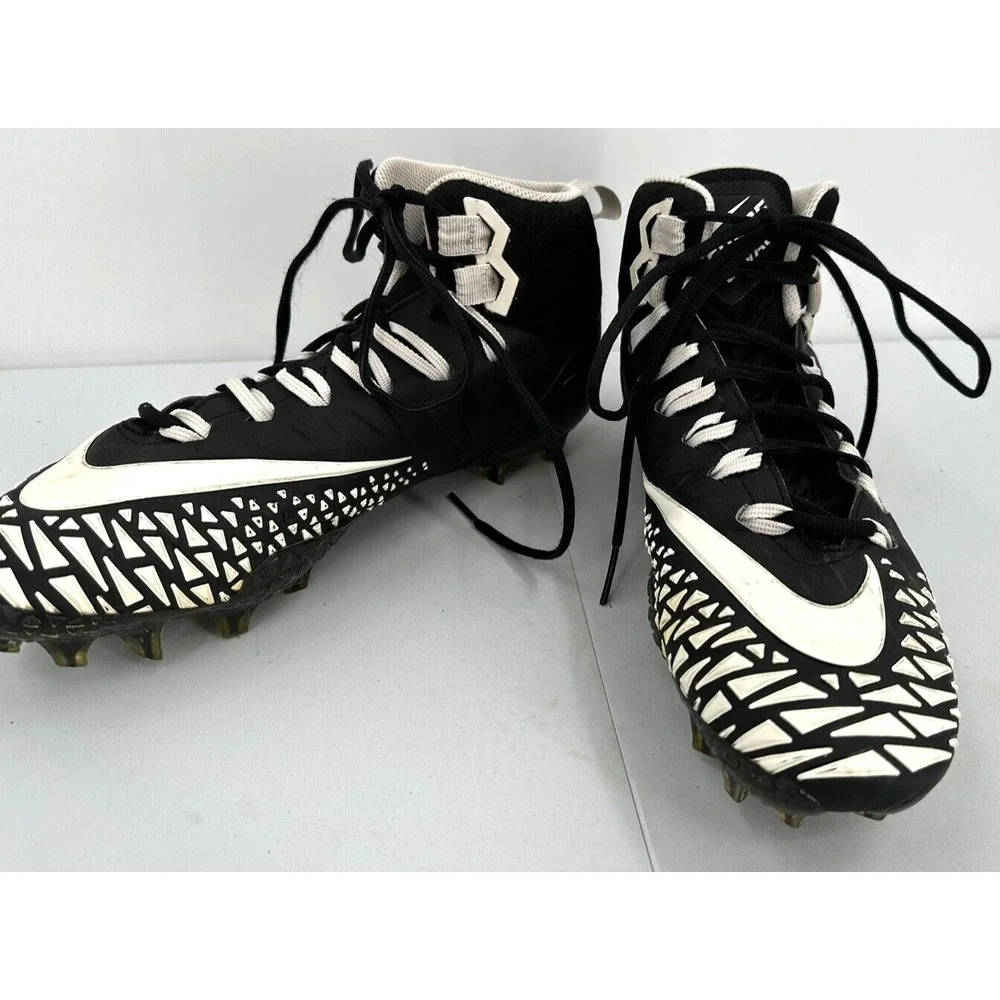 NIKE FORCE‎ SAVAGE PRO Mid Football Cleats Men's Size 10.5 Black And White